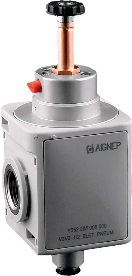 Unidad FRL AIGNEP Y052 · Válvula de corte electroneumática