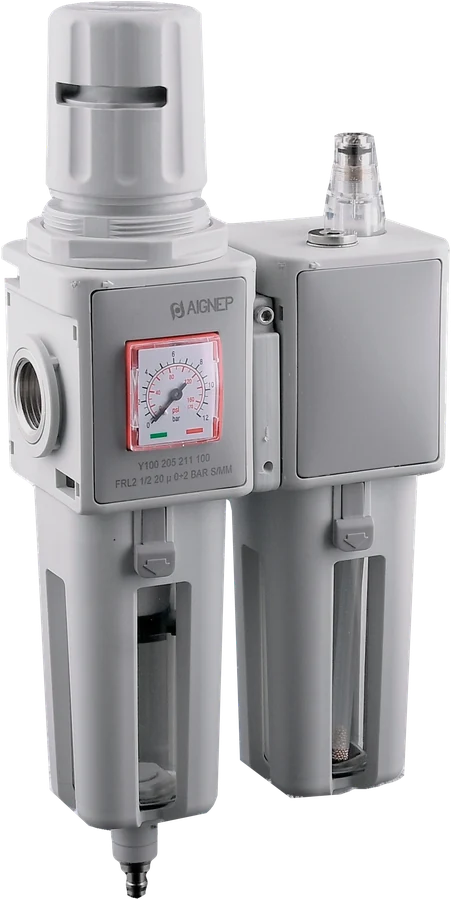 Unidad FRL AIGNEP Y100 · Filtro + regulador + lubricador
